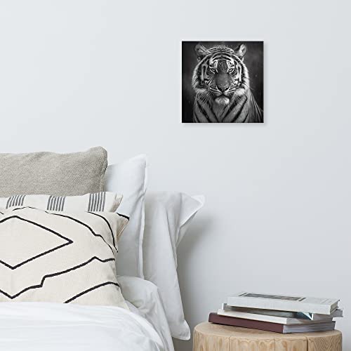 Toile tigre noir et blanc tableau décoration murale moderne salon