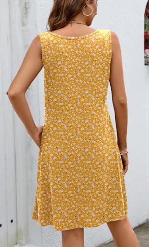 Image of Ladlop Summer Dresses for Women 2026 Beach Loose Casual A Line Dress Sleeveless V-Neck Sundress with Pockets