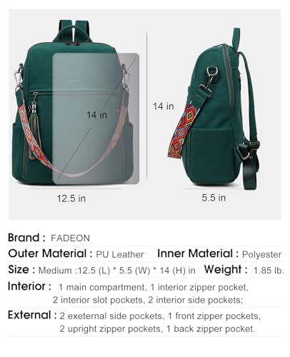 Image of FADEON Leather Backpack Purse for Women Designer Travel Backpack Purses PU Fashion Ladies Shoulder Bag with Tassel