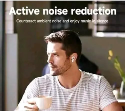 Image of Wireless TWS Earbuds with ANC Noise Cancellation, Bluetooth 5.3, IPX7 Waterproof, 24H Playtime, USB-C Fast Charging, White