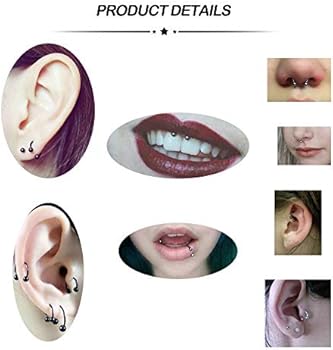 Longita 16G stainless steel horseshoe nose ring eyebrow lip ear rings tragus earrings septum piercing ear helix cartilage daith conch piercing jewellery diameter 8-12mm,Stainless steel