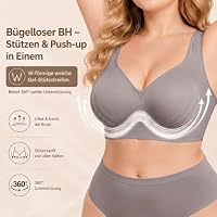 Nahtloser BH Damen Ohne Bügel V-Ausschnitt Push Up BH Große Brüste Starkem Halt Bequeme Breite Träger Jelly Bra – Ansicht 5