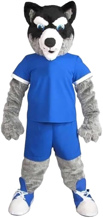 Black and Gray Husky Dog Mascot Costumes for Mens Womens Puppy Mascots Costume COOLING FAN