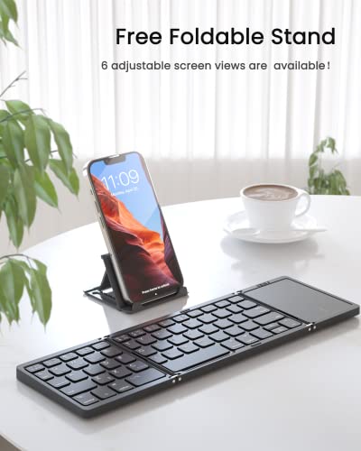 Artciety Foldable Bluetooth Keyboard, Folding Portable Wireless Keyboard With Touchpad,Travel Pocket Keyboard For Ios Android Windows Mac Smartphone Tablet & Laptop, Sync Up To 3 Devices, Black #TOP6