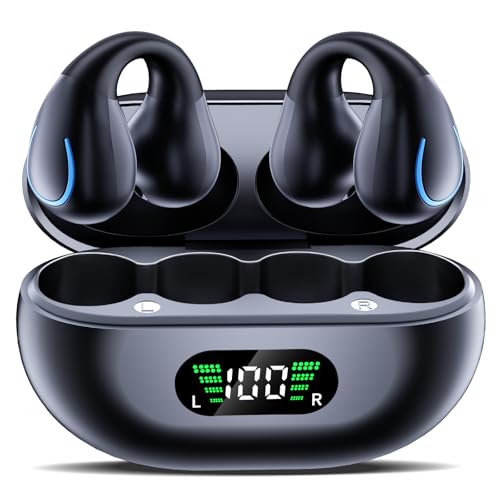 Paekole Auriculares Inalámbricos Deportivos, 2025 Auriculare Deportivos Conduccion Ósea Bluetooth 5.4, Open-Ear Inalambricos con 50H de Reproducción, Cascos Bluetooth con Ruido Pantalla LED