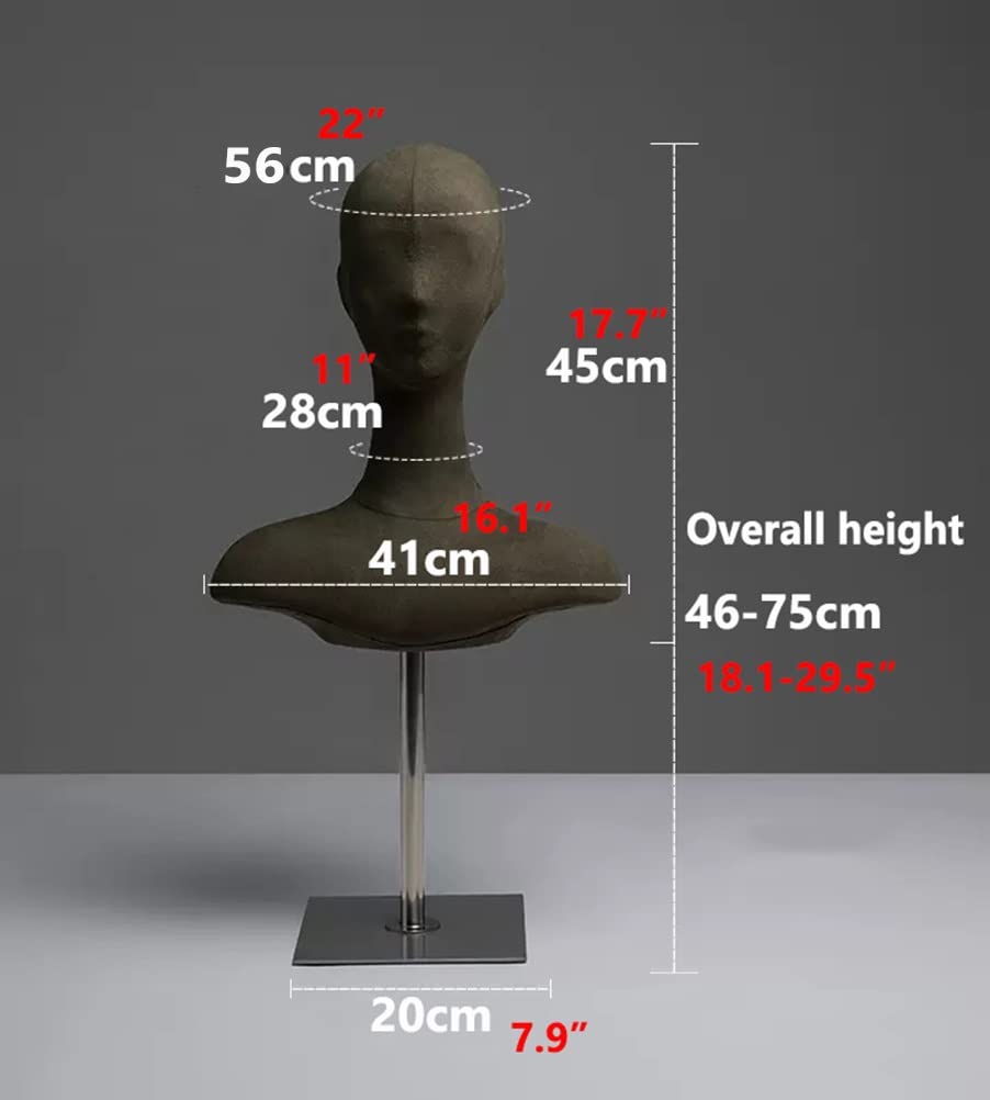 Female Mannequin Head Kobiecy manekin Stojak na perukę i uchwyt do stylizacji, modelowania i wyświetlania włosów, czapek i tresek-do domu, salonu i podróży, z metalowym wspornikiem (Color : Gray-1,