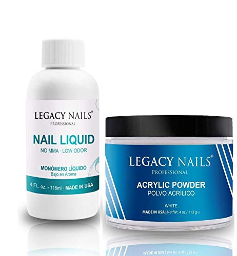 LEGACY NAILS- 4oz Liquid Monomer with 4oz Acrylic Powder (White)