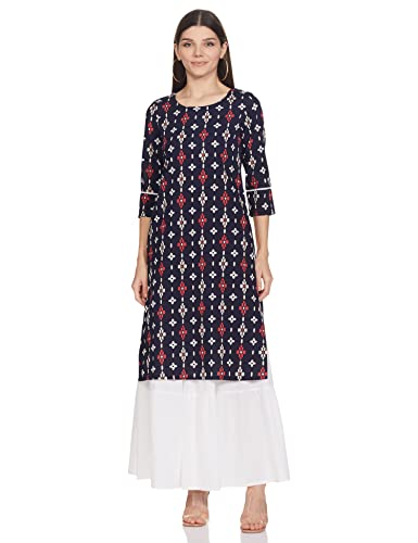 Image of Amazon Brand - Myx Women's Printed Kurta and Pant Set in Cotton (Available in Plus Sizes)