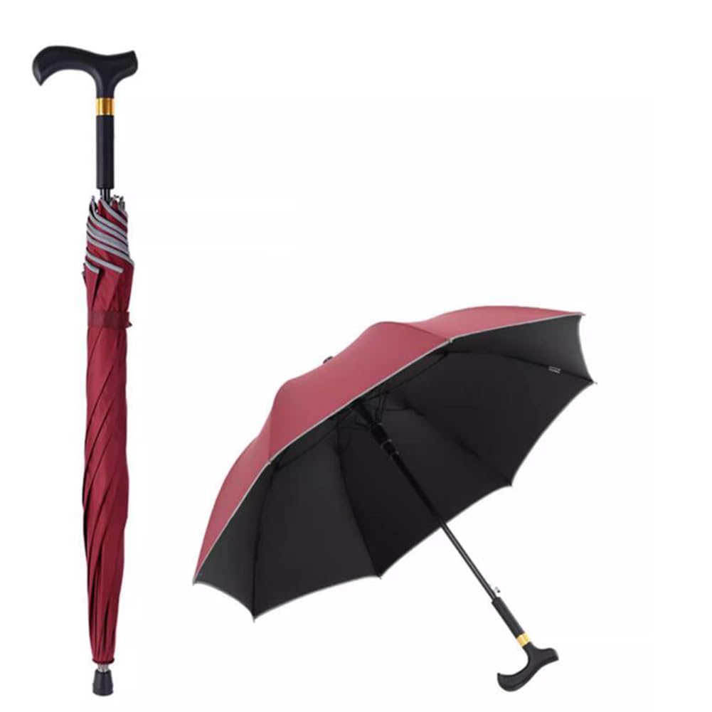 AVIITI Outdoors Walking Cane Umbrella, Non Slip City-Safewalking Windproof Stick Umbrella, Tourism Multifunction Crutch Umbrella Men Women,C,83cm/32.6inch