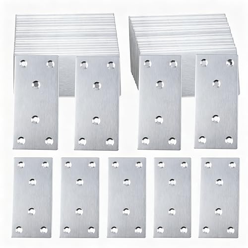 50PCS Flat Mending Plates,3-1/8''304 Heavy Duty Stainless Steel Straight Mending Joining Plates...