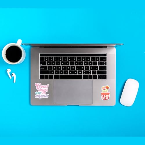 Image of D2C Positive Affirmation Stickers Set, 53-Piece, Motivational and Inspirational Quotes, for Water Bottles, Laptops, Journals, DIY Projects & Scrapbook