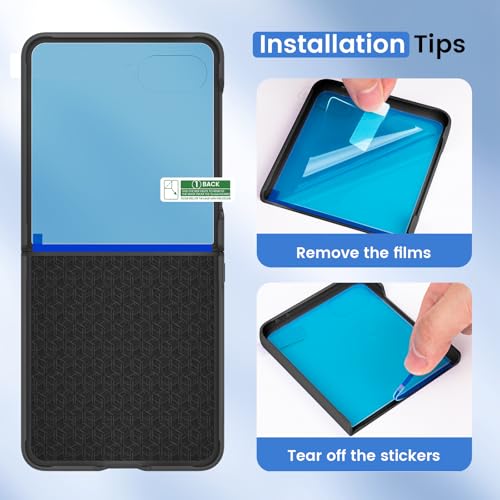 Image of Ruky for Z Flip 7 Case, with Built-in Back Screen Protector, Carbon Fiber | Support Wireless Charging, Anti-Scratches Shockproof Hard PC Ultra-Thin Phone Case for Samsung Galaxy Z Flip 7, Carbon Fiber