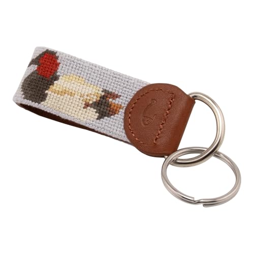 Image of Leather Hand-Stitched Needlepoint Key Fob or Key Chain