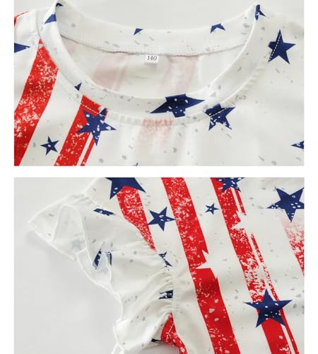 Image of Tkria Girls 4th of July Tank Tops Red White and Blue Shirt Toddler Girl American Flag Patriotic Outfit 2-7 Years