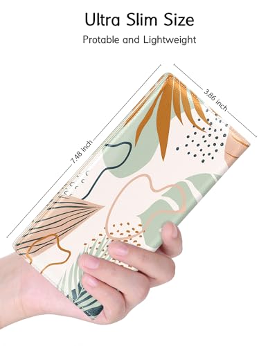 Nipichsha Womens Wallet, RFID Slim Wallets for Women, Thin Ladies Credit Card Holder Purse, Cute Leather Bifold Clutch Billfold with 11 Card Slots & ID Window, Boho Leaves3