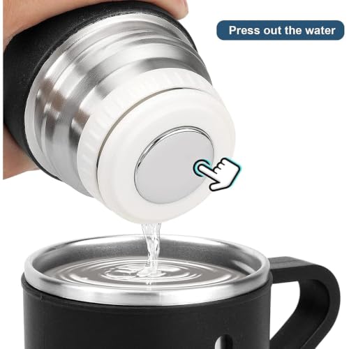 Image of Xanthos-500 ml Stainless Steel Vacuum Insulated Flask with Cup & Handle, Double Wall Hot & Cold Water Bottle, Thermos for Tea Coffee, Travel Bottle for Office, Home & Outdoor (Black)