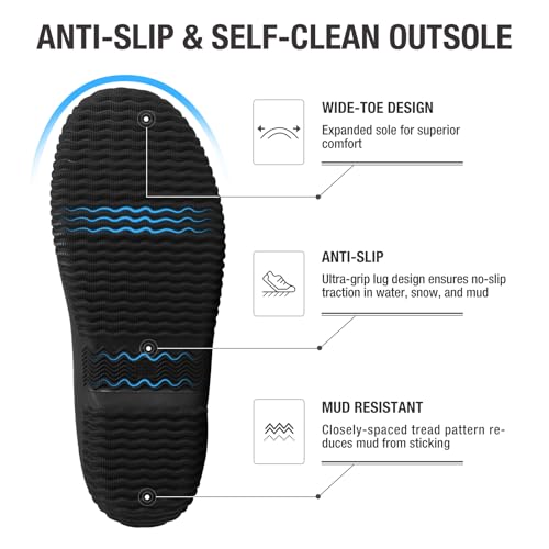Image of HISEA Unisex Mid Calf Rubber Garden Boots Waterproof Rain Boots Neoprene Outdoor Work Muck Riding Boots for Women Men