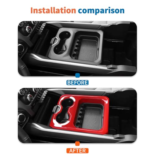 JeCar panel cubre portavasos rojo para Dodge RAM 2019+ miniatura 3