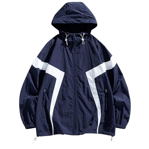 2025 Men Casual Sun Jacket Colorblock Long Sleeve Sunscreen Hoodie Outdoors Sport Loose Jackets Zipper Cooling Cost3
