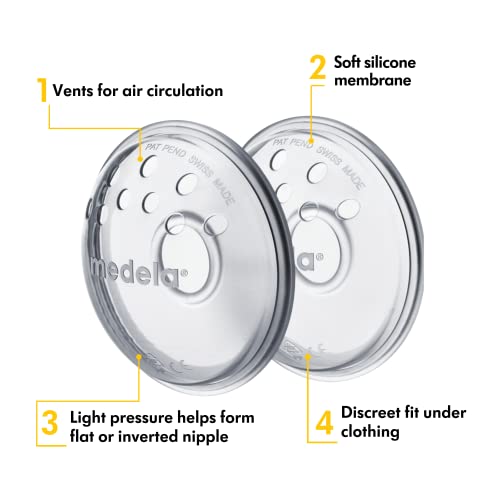 Medela Brustwarzenformer – Formt umgekehrte oder flache Brustwarzen zur Vorbereitung auf das Stillen – BPA-frei – Einheitsgröße für alle Mütter – 2er-Pack