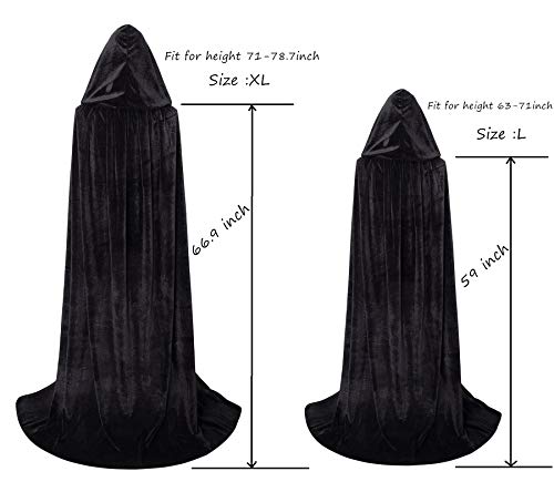 Makroyl Unisex Hooded Cloak Long Velvet Cape For Halloween Christmas Cosplay Costume - Image 4