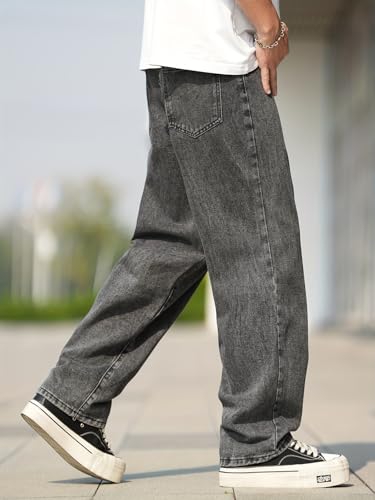 Image of URBAN POCKETS Jeans for Men | Denim Jeans | Relaxed Fit | Baggy Style | Wide Leg | Streetwear | Casual Wear | Everyday Comfort (U-20-21)