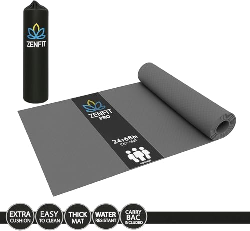 Image of Yoga Mats For Women Yoga Mat For Men Exercise Mat For Home Gym Mat Anti Slip YogaMate 4mm Workout Mat YogaMat For Kids Yoga Mate Gym Mats - Grey, Ethylene Vinyl Acetate (Grey)