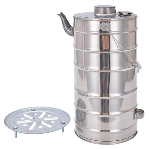 Hervidor de agua de acero inoxidable con leña eficiente de 8,5 l para exteriores y camping, hervidor rápido con diseño hueco para quemar leña, calentador de agua portátil