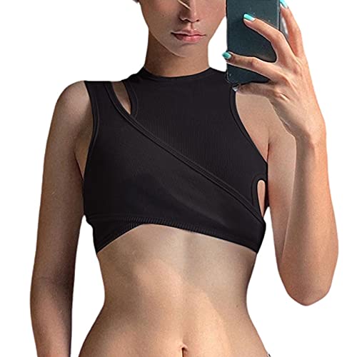 Sexy Streetwear Asymmetrical Tank Top Two Piece Vest Summer Clothes for Women Casual Ribbed Crop Tops