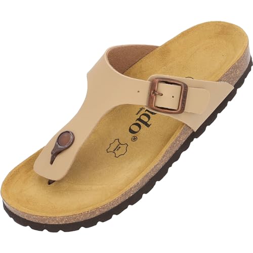 Palado Zehentrenner Damen Kos Matt – gefertigt in Spanien – weiche Veloursleder-Decksohle – mattes Obermaterial für dezente Eleganz Sesam UK5,5 - EU38