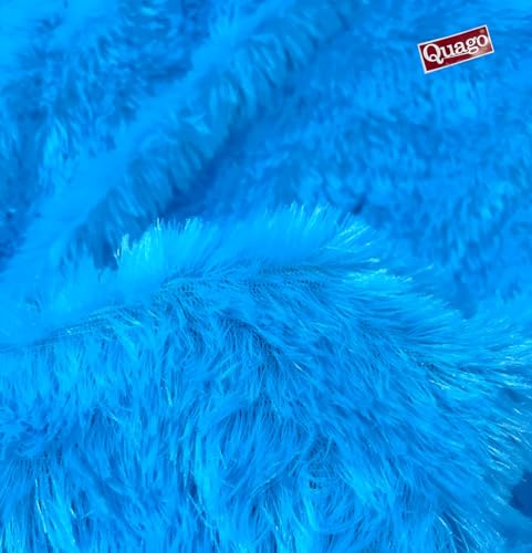Image of Quago Fur Fabric Unstitched Super Soft Cloth for Baby Photoshoot, Soft Toys Making, Art and Craft, Dress Material, Decoration etc. (1 Mtr, 60 Inch Pana) (Firozi, Sky Blue)