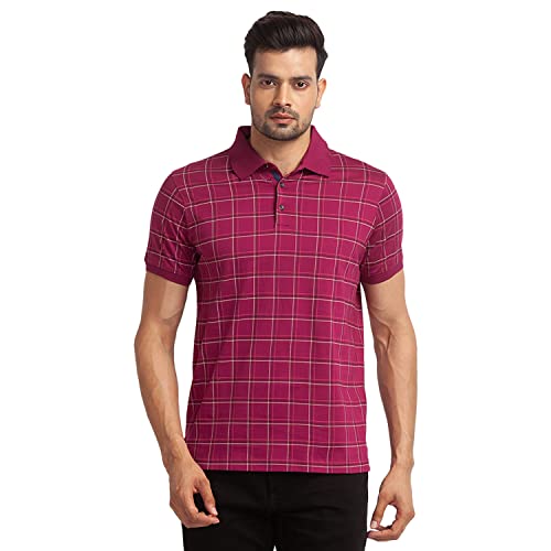 Image of Park Avenue Men's Pure Cotton Print Pattern Slim Fit Polo Collar Half Sleeve Casual T-Shirt