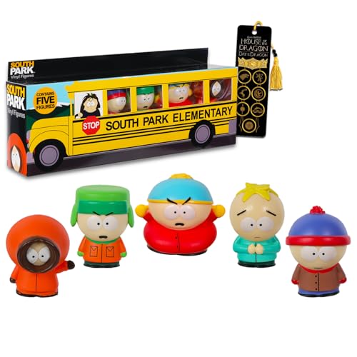 South Park Mini Figurine 5 Pack - Bundle with 5 Mini Figures Including Cartman, Stan, Kenny, and More Plus Bookmark | South Park Collectibles Set
