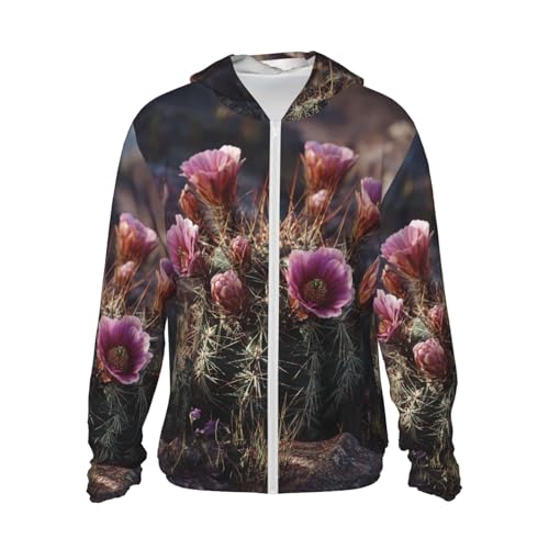 UPF 50+ Hedgehog Cactus Sun Protection Hoodie Rash Guard Shirt Long Sleeve Sun Shirt Lightweight Jacket