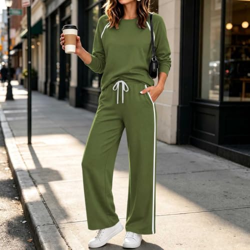 Sweatsuits For Women Crew Neck Casual Athleisure Loungewear Set Fall Daily - image 6