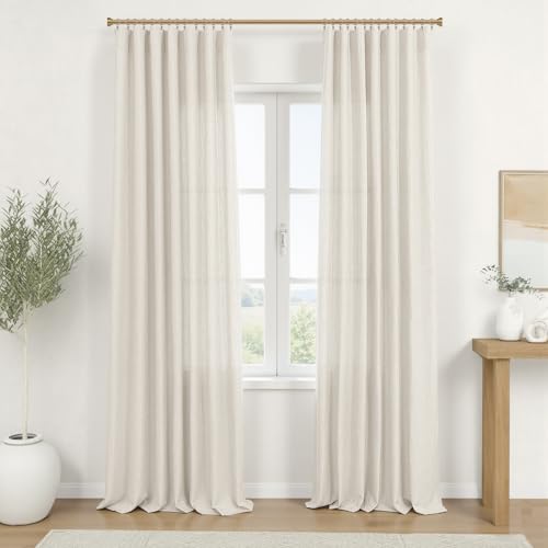 KOUFALL 90 Inch Linen Sheer Curtains, Cortinas para Sala Modernas
