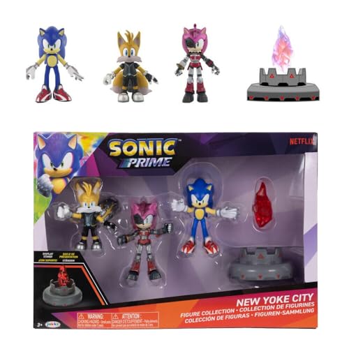 Image of JAKKS Pacific Sonic Prime 2.5 inch Figure Multipack with Sonic, Tails Nine & The Prism Shard with Display Base!