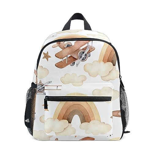 CHIFIGNO Mochila infantil para niñas y niños, mochila preescolar, lindas mochilas para jardín de infantes primaria con correa para el pecho, Acuarela Rainbow Nubes Estrellas, M, Mochilas de viaje