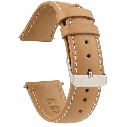 Bracelet montre 22mm cuir véritable beige fait main Moreira