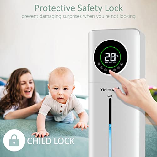 Humidifiers for Bedroom Large Room, 9L Cool Mist Humidifiers for Whole House Home, 60 Hour Top Fill Quiet Ultrasonic Air Humidifier for Baby Nursery Plants - Auto Shut-Off, Essential Oils Tray, Timer - Thumbnail 5