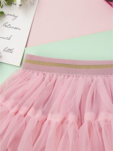 Yeahdor Kids Girls Layered Tulle Tutu Skirts Toddler Princess Ballet Pompom Skorts Dress Outfits Pink 5-6 Years #TOP3