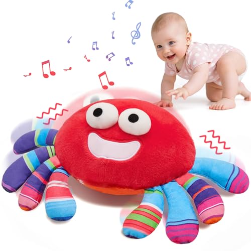 Tacobear Krabbe Baby Spielzeug 6 8 9 10 12 Monate Musikalische Krabbelspielzeug mit 50 Lieder und Aufnahmefunktion Crawling Crab Tummy Time Toys Babyspielzeug ab 1 Jahr Geschenk Mädchen Junge (Rot)