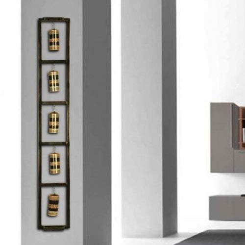 Image of Bharat Art Metal Iron 5 Bell Frame Decorative Wall Art Decor for Home Bedroom Living room Office Cafe Decorative | Elegant Artistic Sculpture | Gift Item | 9.5 x 2.5 x 50 Inch | W233