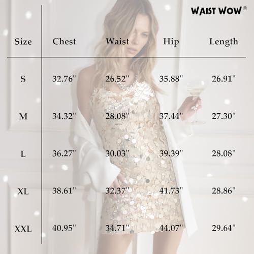 Image of Waist Wow Sequin Dress for Women Spaghetti Strap Sexy Dresses Glitter Sparkly Mini Dress