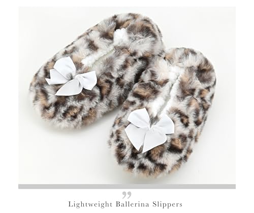 Image of DICUIRD Womens Cozy&Warm Soft Sole Slipper Socks with Grippers-Girls Teddy Fleece Indoor Slipper with Non-skid Bottoms