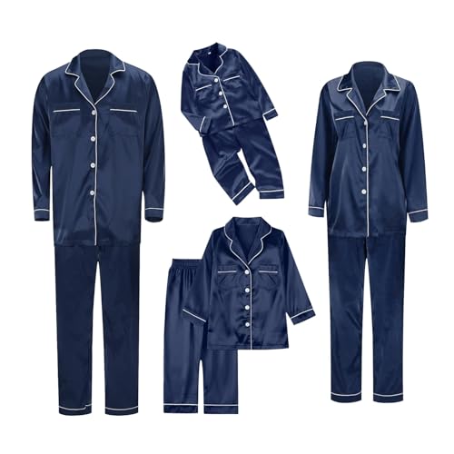 Pijama Navidad Familia Juego de Satén Invierno Dos Piezas Pijama a juego Cuello Redondo Pijamas Navideños Para Papá Mamá Niños Christmas Pyjama Manga Larga Para Toda La Familia Ropa De Noche