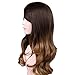 Quantum Love Wigs Ombre Brown to Light Brown Wig with Bangs Long Wavy Wig Heat Resistant Synthetic Daily Party Wig for Women