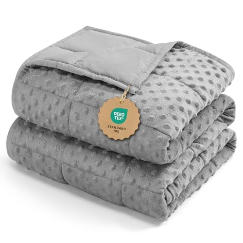 Kivik Breathable Weighted Blanket for Adults, 15 lbs Ultra Soft Minky Dot Heavy Blankets, Reversible Cooling and Warm Blanket for All Seasons, Machine Washable, 60'x80' Queen Size, Grey