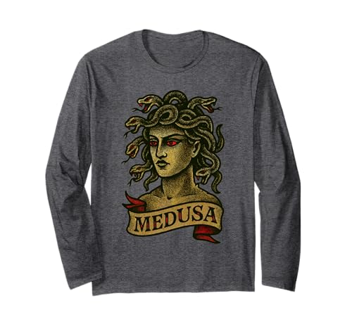 Medusa Greek Mythology Tattoo Art Gorgon Design Long Sleeve T-Shirt