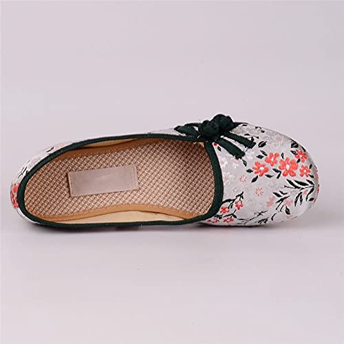 Printed Fabric Women's Canvas BalletFlats Retro Style Slipon Comfort Shoes Ladies Ballerines Femme Chaussures (Color : B Size : Code 39) (A Code 37)2